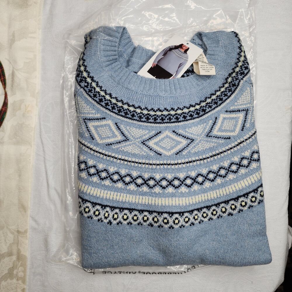 Weatherproof Vintage Women's Fair Isle Blue Sweater XL Soft Brushed Winter NWT